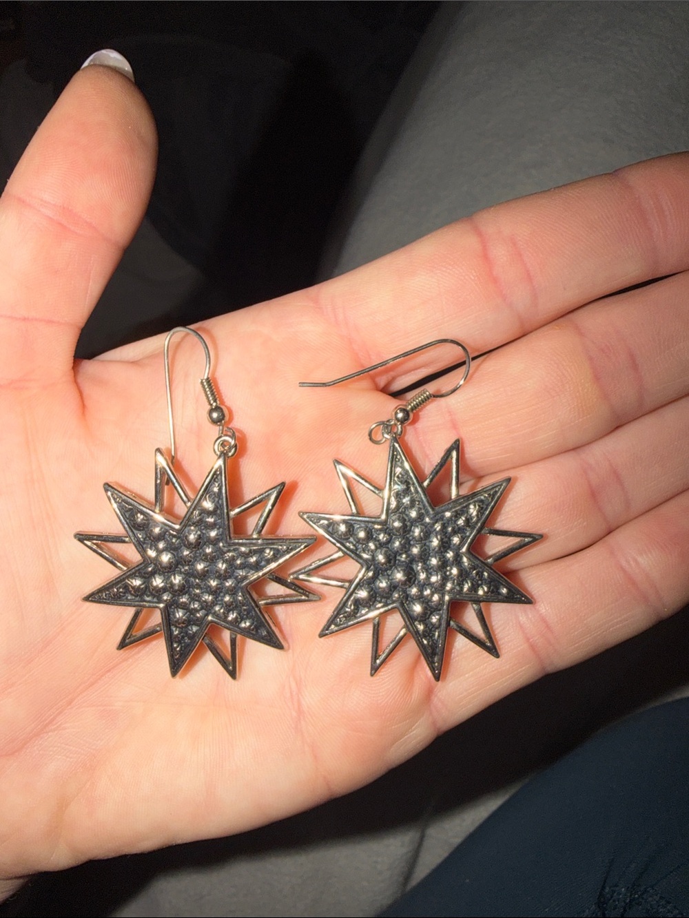 Vintage Celestial Starburst Rhinestone Earrings | Y2K Silver earrings✨